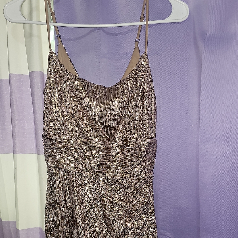 Windsor Sequin Dress in Gold and Brown